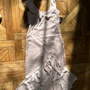 NWT Express Small Elegant Pink Women's Ruffle V Neck Dress